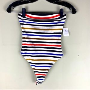 Urban Outfitters Out From Under Strapless Ribbed Striped Bodysuit Size Small NWT